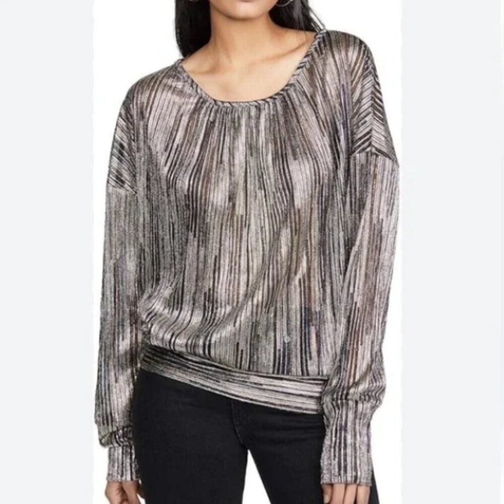 Ramy Brook Dori Metallic Long Sleeve Top – Multi, Size S, NWT